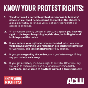 ACLU know your protest rights resources
